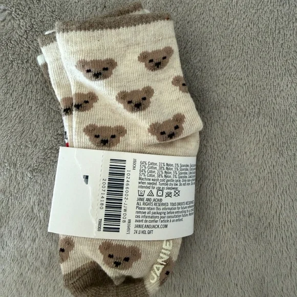 🆕Janie and Jack Brown and Cream Socks nwt