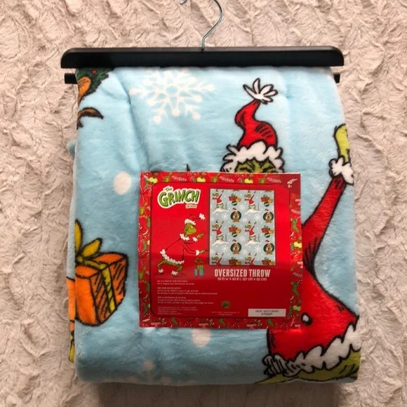 The Grinch Dr Seuss Throw Blanket - Light Blue