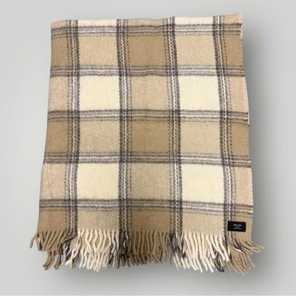 100% Wool Blanket Plaid Made in Latvia‎ Cottagecore 69”c55”