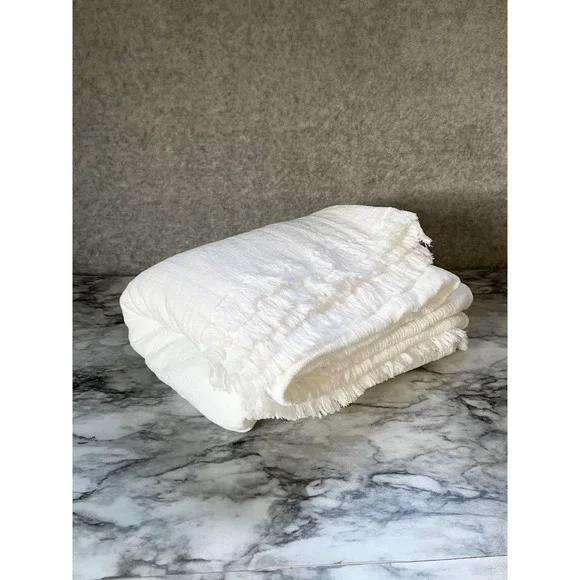 Piscatextil NWT Portugal 100% Cotton Throw Blanket Gauze Cottage White 50