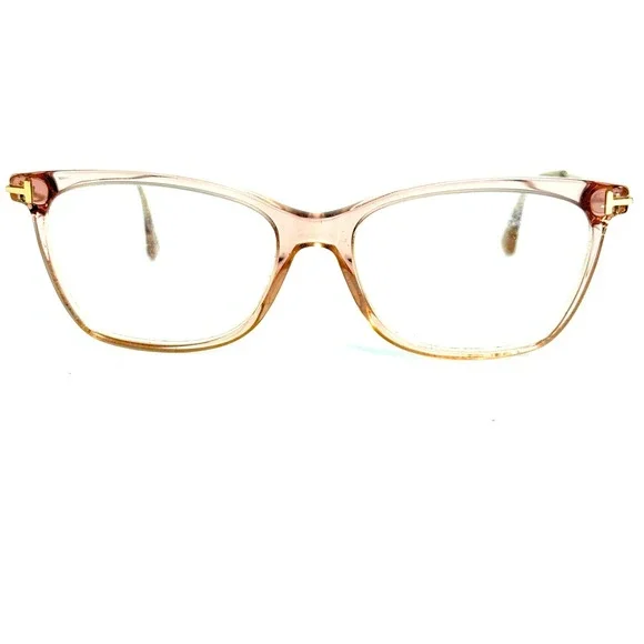 Tom Ford Pink Clear Cat Eye Eyeglasses Frames Gold Tone Hardware TF5456 074‎