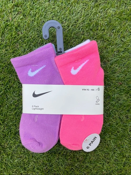 Nike Kids Ankle Socks - Pink & Purple (6-Pack)