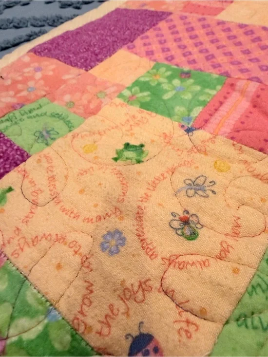 Handmade Patchwork Baby Quilt 36” x 46” Cotton & Minky Blanket