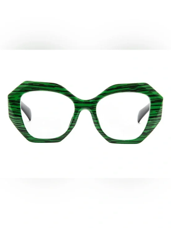 Green Zebra Stripe Eyeglass Frames
