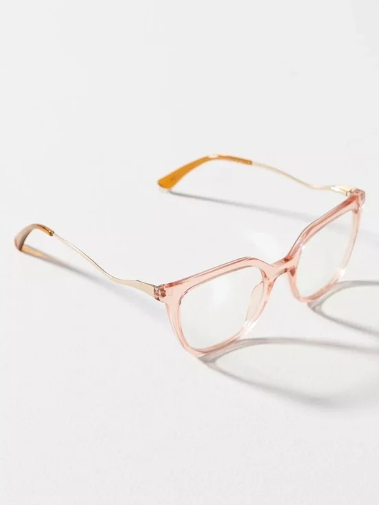 New‎ Anthropologie Peepers Blush Square Blue Light Filter Glasses +0.00