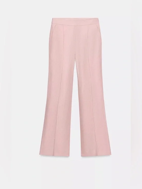 Zara NWT 100% Linen Pink Straight Leg Tailored Pants