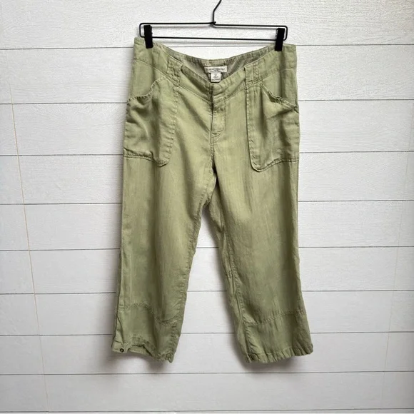 Banana Republic | Olive Green Wide Leg Linen Pants | Size 10