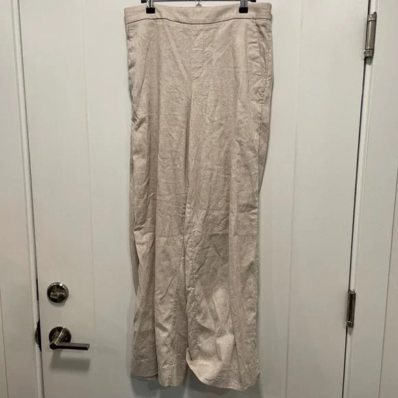 Banana Republic Linen Blend Wide Leg High Rise Pants Beige Oatmeal Womens Small