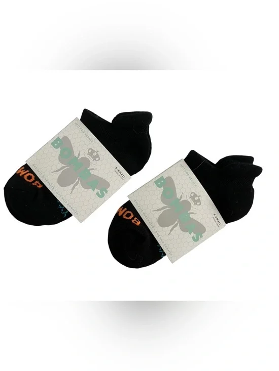 Bombas Black No-Show Socks with Orange Accent
