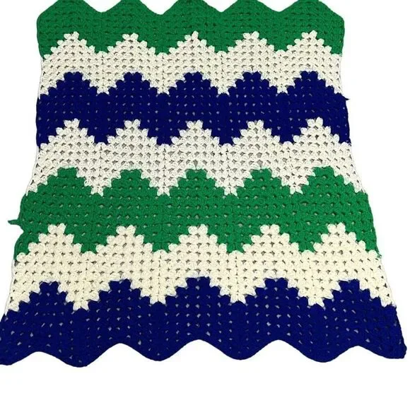 Handmade Crochet Knit Herringbone-Style Pattern lap blanket  30