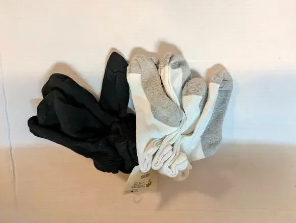 Tucker + Tate Kids Athletic Ankle Socks 6-Pack Black White Size 4.5-8.5 Shoe NWT