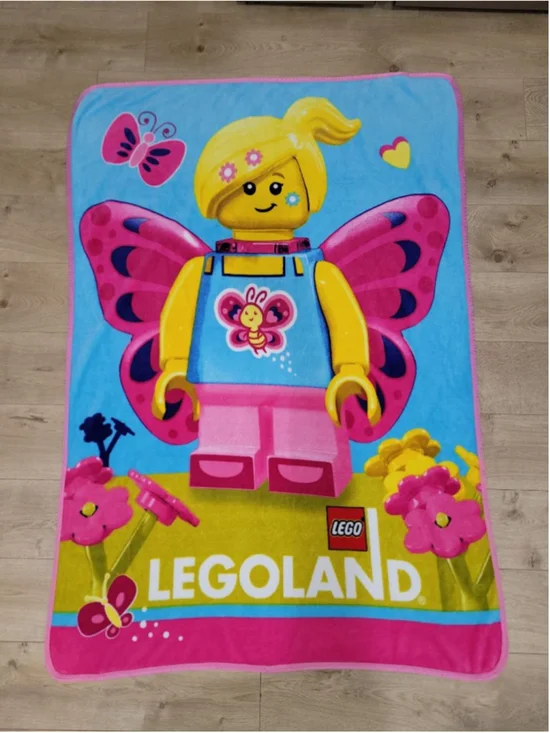 LEGO LEGOLAND Butterfly Girl Fleece Throw Blanket Pink Blue Franco Kids