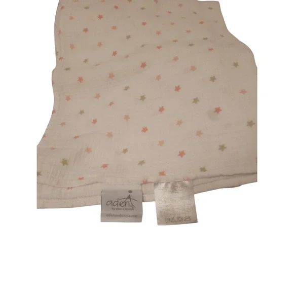 Aden by Aden + Anais  Swaddle‎ Blanket White Pink Brown Tan Stars Muslin
