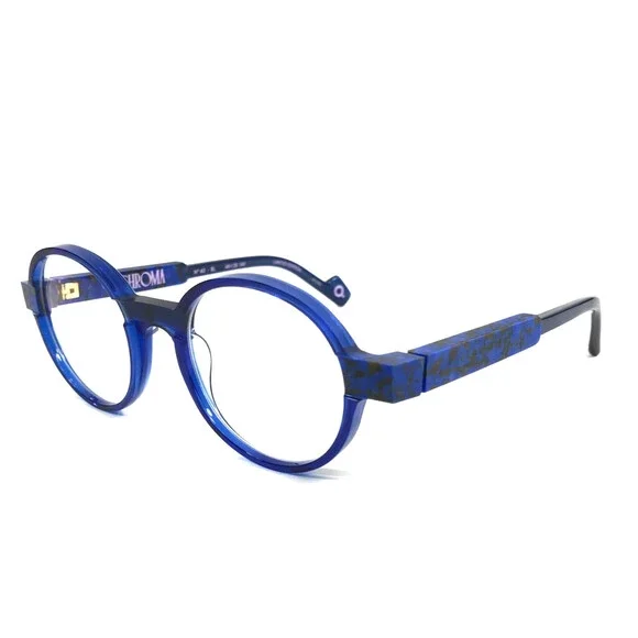 Etnia Barcelona Eyeglasses Frames CHROMA N40 BL Royal Blue Round 48-20-140
