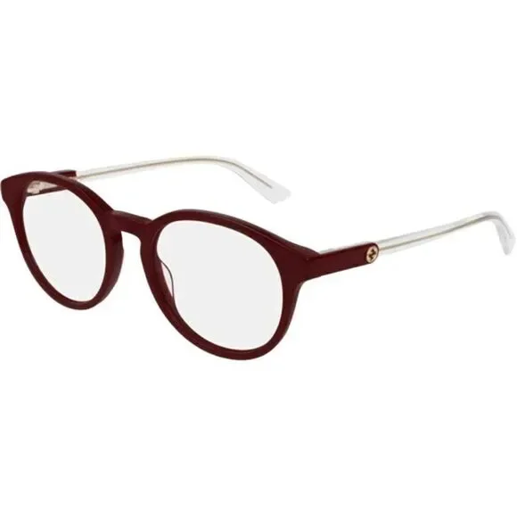 Gucci Burgundy Frame & Demo Lens Gg0485o 004 Women's Round Eyeglasses