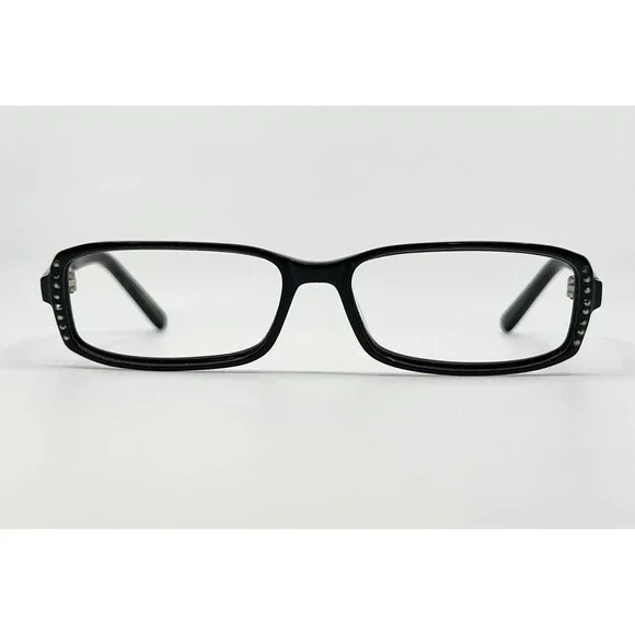 Nicole Miller Eyeglasses Womens Black Smolder Rhinestone Rectangular 135mm