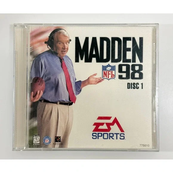 EA Sports‎ Madden NFL 98 PC Game Disc 1 Vintage Retro Football John Madden Cover