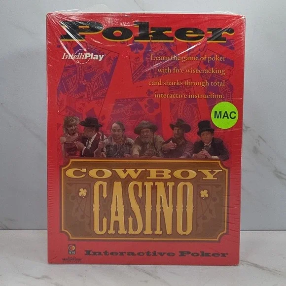 VTG✨Cowboy Casino Interactive Poker CDROM Mac Macintosh✨New✨IntelliPlay✨NOS