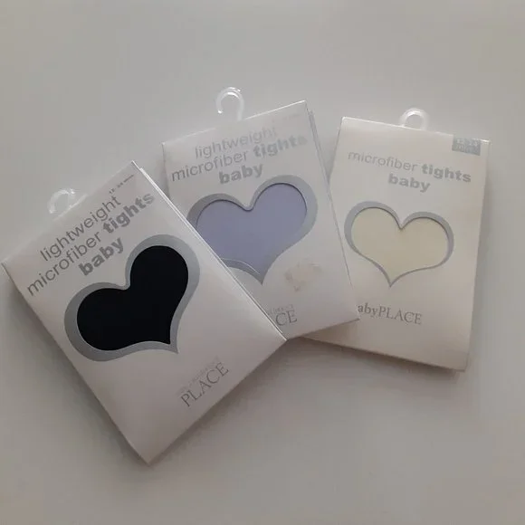 Toddler Tights size 12-24 Black, Ivory, Lavender 3 pair NEW