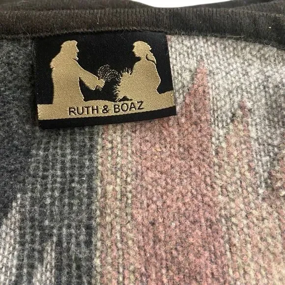 Ruth & Boaz wool blend blanket Aztec boho pink gray throw blanket