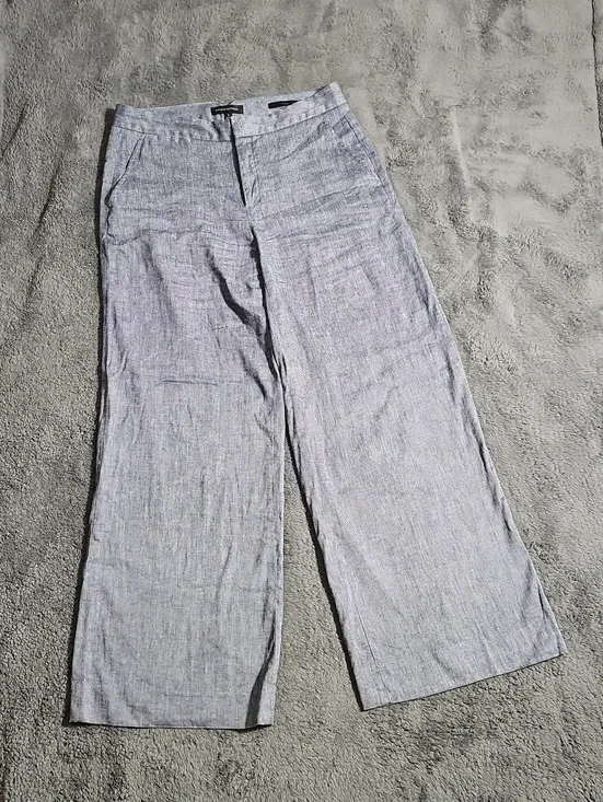 Banana Republic Blake Wide Leg Cotton Linen Blend Blue Pants Size 8