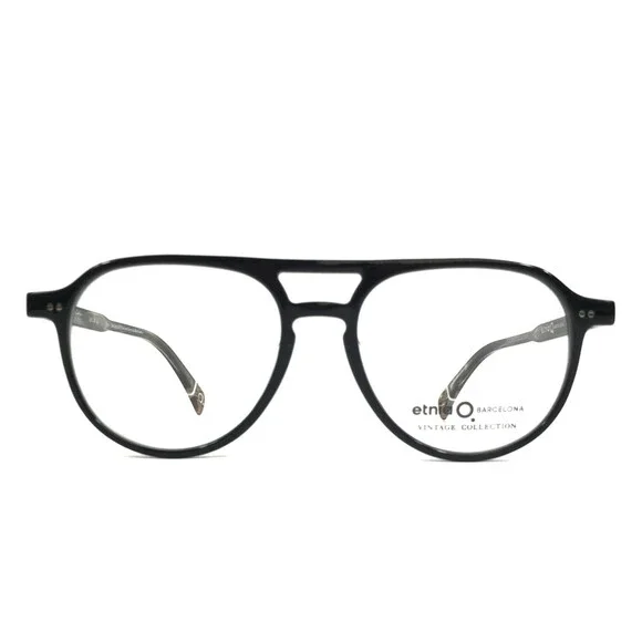 Etnia Barcelona Eyeglasses Frame ES MERCADAL BK Black Aviator Full Rim 52-17-145