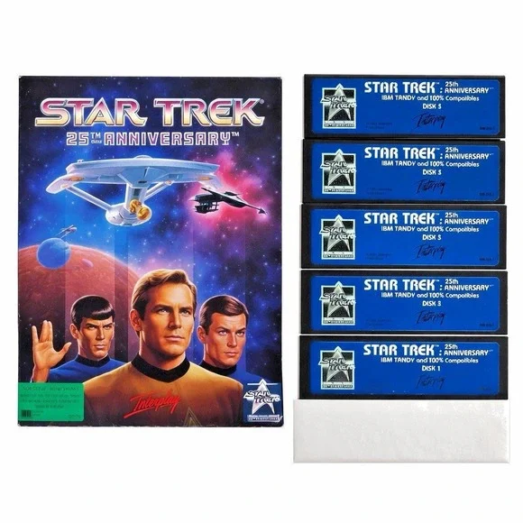 Star Trek 25th Anniversary IBM PC Big Box Game 1991 Interplay 5‎ Disk Complete