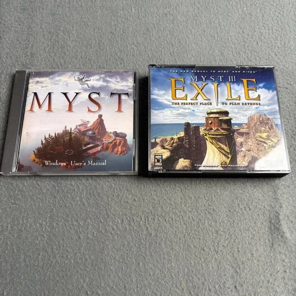 Myst and Myst III Exile PC Game Bundle Windows Mac 5 Disc Set Retro Adventure