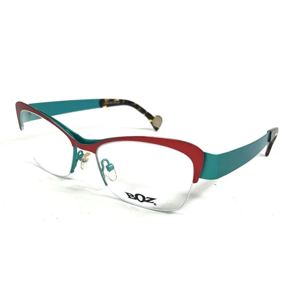 BOZ Eyeglasses Frames VENTURA 3022 Blue Red Cat Eye Half Rim 53-17-135