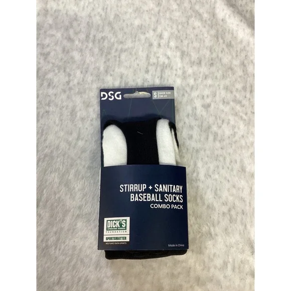 DSG Kids Stirrup and Sanitary Baseball Socks Combo Pack Black White Small 13K-4Y