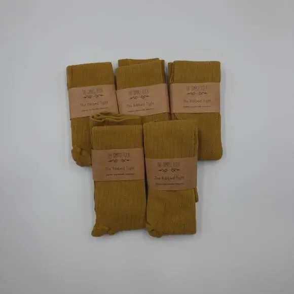 The Simple Folk Bundle of Five The Ribbed Tight in Ochre Size 2-4 Years