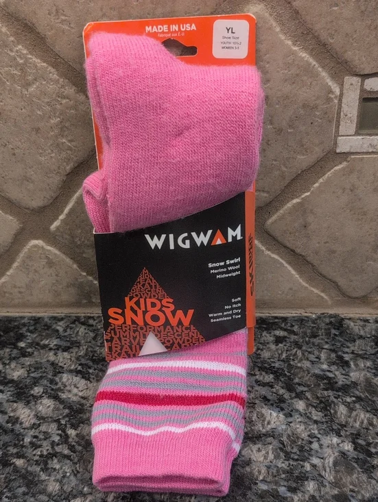 Kids/Women's Sno Merino Wool Midweight  Socks - Pink