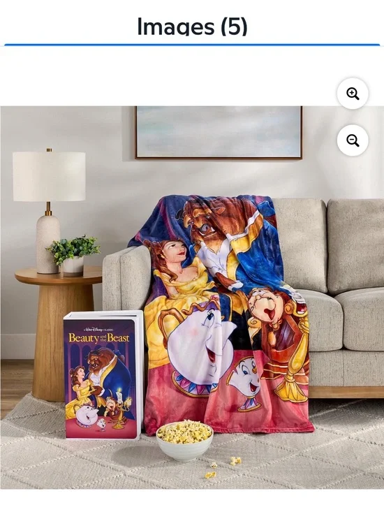 Disney Beauty and the Beast VHS boxed silk touch throw. NEW IN BOX