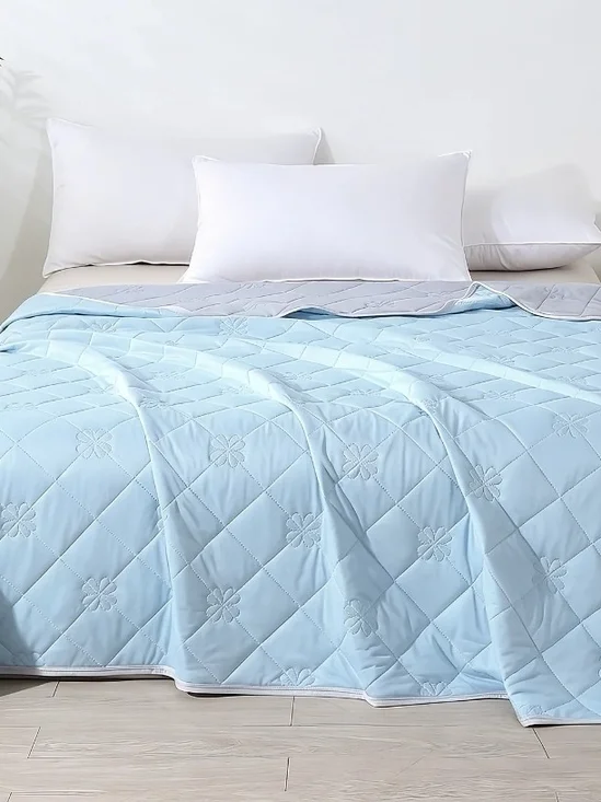 Light Blue Quilted  Cooling Blanket King Size