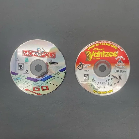 Monopoly & Ultimate Yahtzee CD-ROM PC Game Lot General Mills Cereal Promo 2000