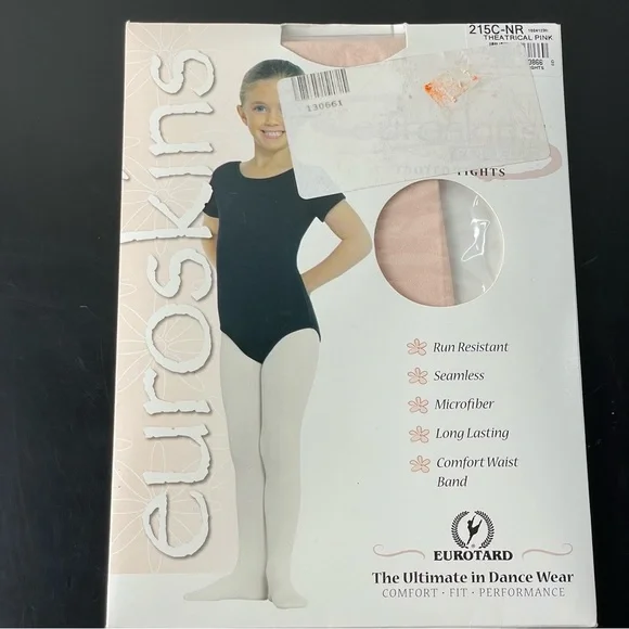 Euroskins‎ Chirdrens Theatrical Pink Dance Footed Tights 215C-NR sz L-XL