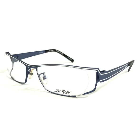 J.F. Rey Eyeglasses Frames JF2565 2110 Matte Ice Blue White Semi Rim 56-16-120