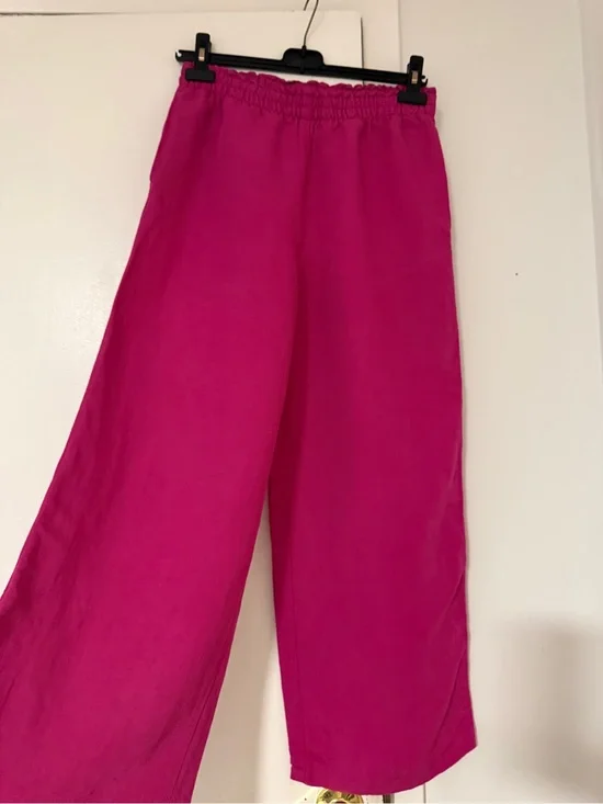 Women’s ' Fuchsia Wide-Leg linen Pull-On Pants
