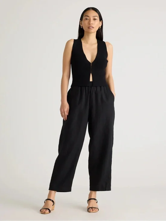 Quince Black 100% European Linen Pants