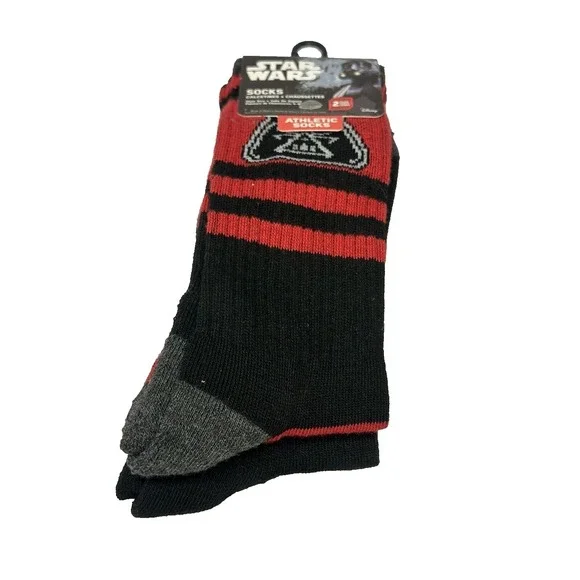 STAR‎ WARS boys athletic crew socks 2 pairs size 4-10