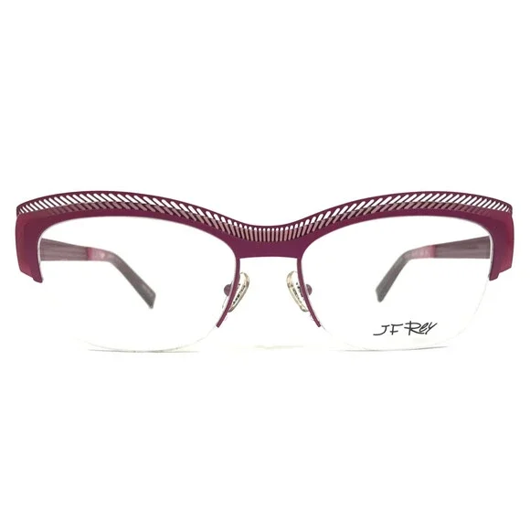 J.F. Rey Eyeglasses Frames JF2574 8085 Purple Pink Cat Eye Half Rim 54-17-136