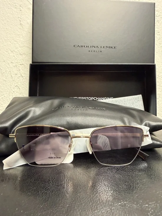 Carolina Lemke Women's Gold Frame Sunglasses with Gradient Lenses