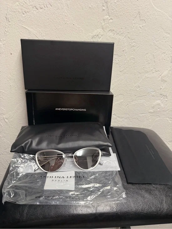 Carolina Lemke Berlin Women's Silver Frame Sunglasses - Silver/Gray Lenses