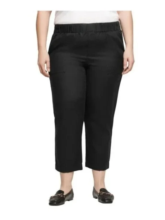 NWT Banana Republic Women's XXL Black Tapered Crop Pants Linen Blend  B1690