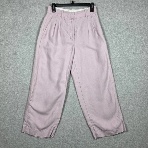 Wilfred Pants Womens Size 4 Lilac The Effortless Pant Cropped Linen Blend Relaxe