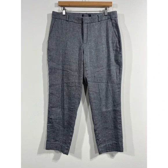 Banana Republic‎ Preppy Linen Cotton Straight Leg Trousers Pants Womens 10 Boho