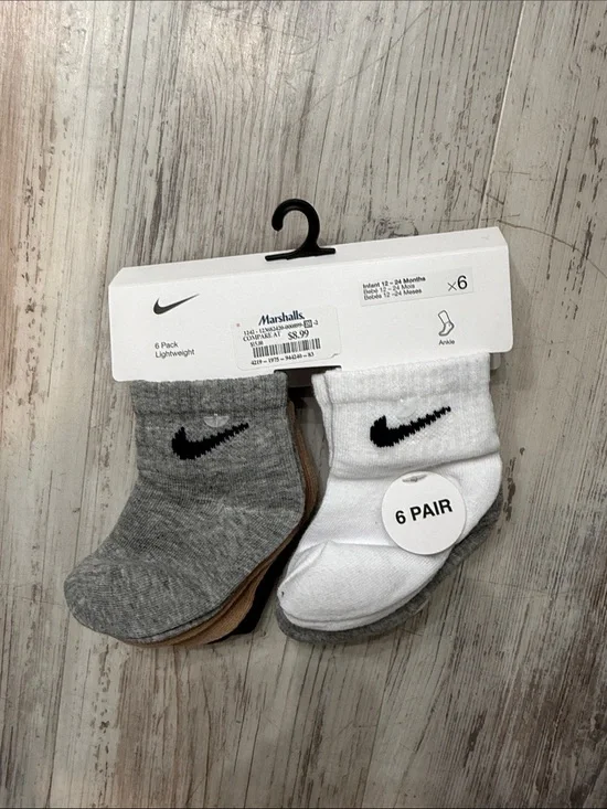 Nike Kids 6-Pack Ankle Socks - White, Gray, Brown