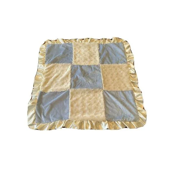 Miniville Layette Baby Blanket Blue Ivory White