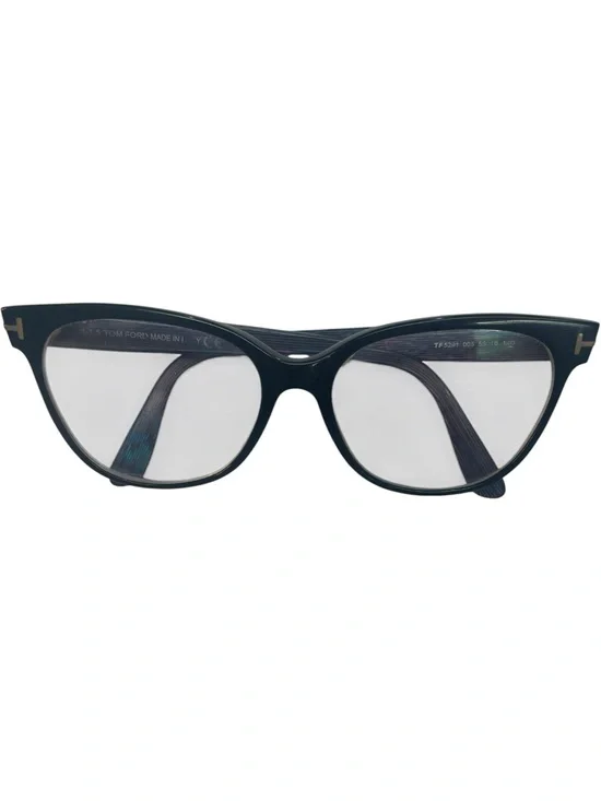 Tom Ford Black Cat-Eye Optical Glasses with Gold Temple Details