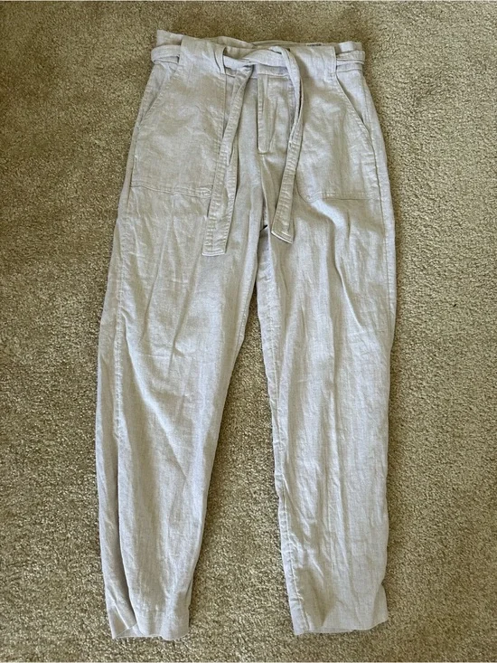 Banana Republic Utility Linen Blend High Rise Slim Tie Waist Pants